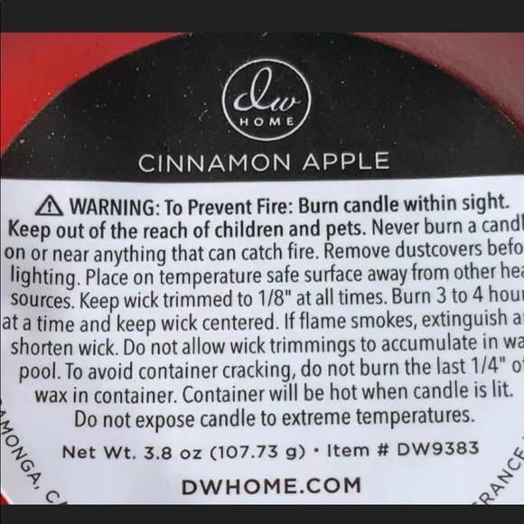 DW HOME CANDLE CINNAMON APPLE MINI RICHLY SCENTED NEW - Picture 3 of 3
